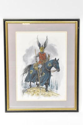 Lot 721 - RICHARD HOOK; watercolour, image of a knight...