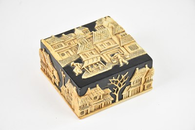 Lot 1366 - A marble and black painted trinket box,...