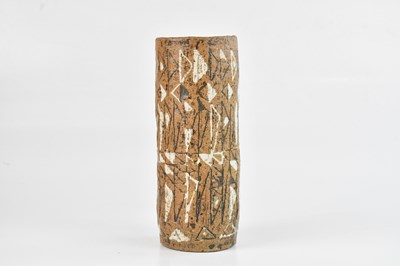 Lot 1493 - A stoneware cylindrical studio pottery vase,...