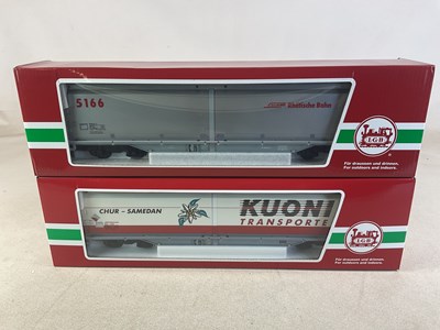 Lot 171 - LGB; 47571 Rhb sliding wall box car for Konica...