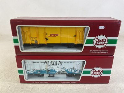 Lot 163 - LGB; 40813 Rhb sliding door freight wagon, and...