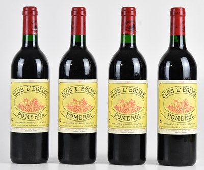 Lot 2498 - RED WINE; four bottles of 1995 Clos L'Eglise...