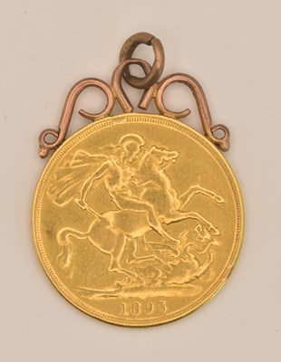 Lot 1574 - A Victorian gold two pound coin/double...