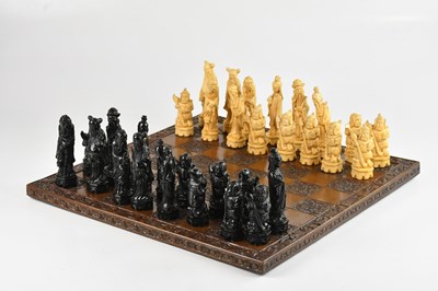 Lot 1223 - A modern Chinese plaster chess set, with...