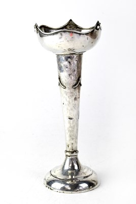Lot 841 - A George V hallmarked silver trumpet vase with...