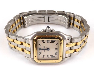 Lot 1094 - CARTIER; a c.1990s ladies' Panthère steel and...