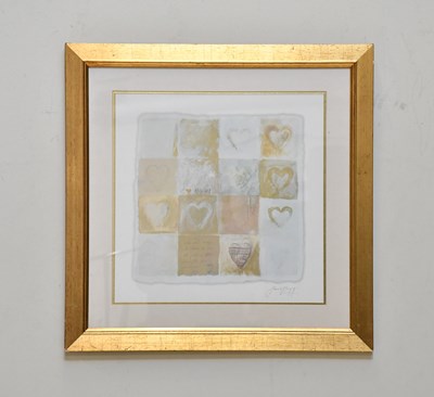 Lot 1743 - SARAH LUGG; print, 'Heart Grid', with printed...
