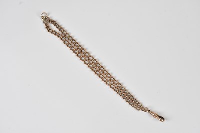 Lot 342 - A 9ct rose gold double Albert chain converted...