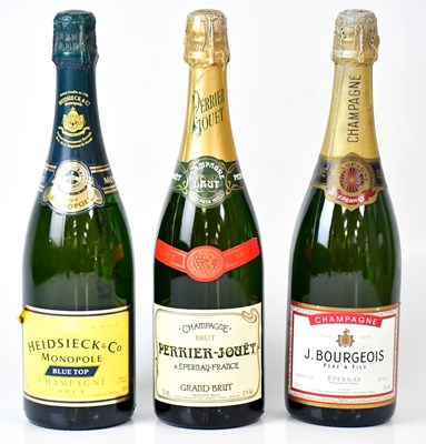 Lot 281 - Three bottles of champagne; comprising Perrier-...