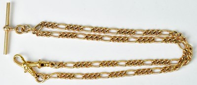 Lot 916 - A 9ct yellow gold figaro link double Albert...