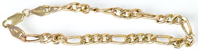 Lot 775 - A 9ct yellow gold Figaro link bracelet, length...