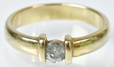 Lot 735 - A 9ct yellow gold diamond solitaire ring, size...