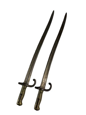 Lot 185 - Two Chassepot bayonets, both without scabbards,...