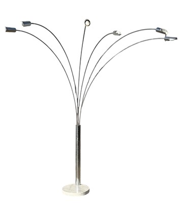 Lot 145 - A 1970s white marble and chrome six branch...