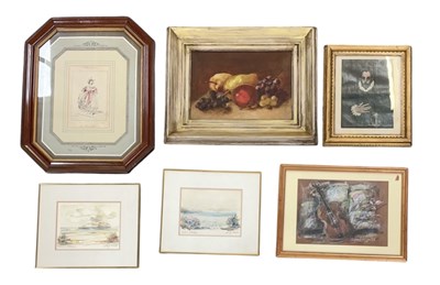 Lot 300 - Six assorted pictures and prints comprising an...