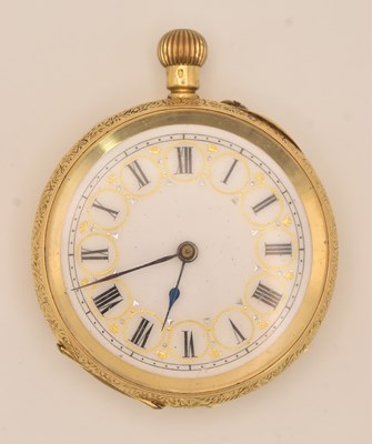 Lot 1679 - An 18ct yellow gold open face pocket watch in...