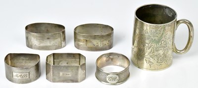 Lot 584 - A George V hallmarked silver christening mug,...