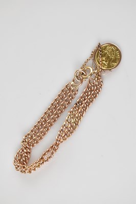 Lot 73 - A 9ct rose gold double Albert chain converted...