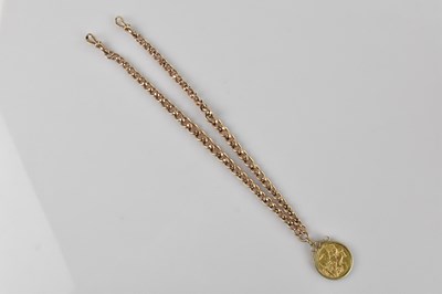 Lot 293 - A 9ct yellow gold fancy curb link necklace...
