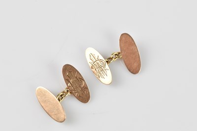 Lot 227 - A pair of 9ct yellow gold cufflinks with...