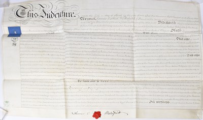 Lot 542 - Six indentures on vellum dated 1833 and later,...