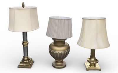 Lot 115 - Three assorted modern table lamps, comprising...