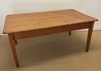 Lot 779 - An antique pine kitchen table, height 76cm,...