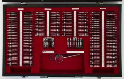 Lot 336 - Three cased sets of opticians' test lenses, to...