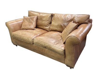 Lot 37 - DURESTA; a large tan leather upholstered...