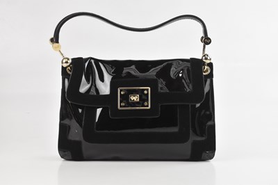 Lot 1421 - ANYA HINDMARCH; a black patent leather and...