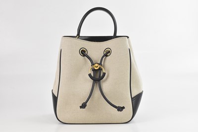 Lot 1416 - MULBERRY; a cream and black woven camera...