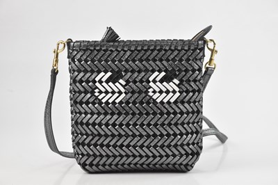 Lot 1433 - ANYA HINDMARCH; a grey woven leather shoulder...