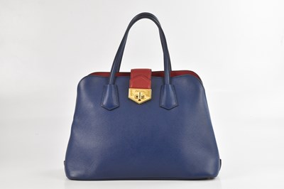 Lot 1405 - PRADA; a navy blue textured Saffiano leather...