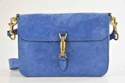 Lot 1413 - GUCCI; a cerulean blue suede soft Jackie...