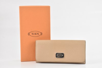 Lot 1198 - TOD'S; a beige grained leather wallet with...