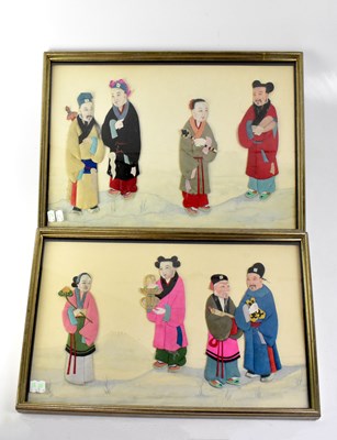 Lot 193 - A pair of Chinese silk and watercolour pictures