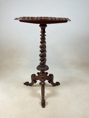 Lot 681 - A Victorian walnut barley twist occasional...