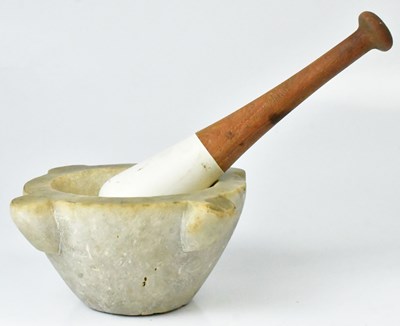 Lot 239 - A pestle and mortar, the Georgian mortar, 11 x...