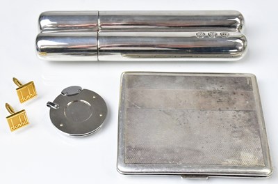 Lot 270 - DUNHILL; a combined cigar case and hip flask,...