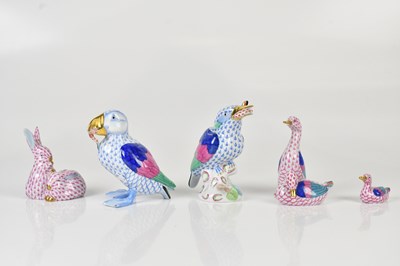 Lot 1380 - HEREND; five animal figures including a...