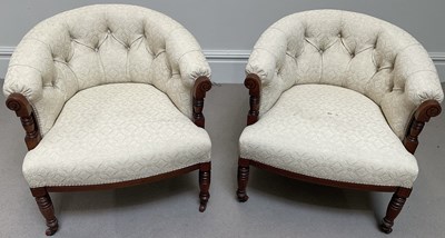 Lot 1128 - A pair of Edwardian inlaid mahogany salon tub...