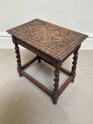 Lot 1054 - MACCLESFIELD SCHOOL OF CARVNG; a joint stool,...