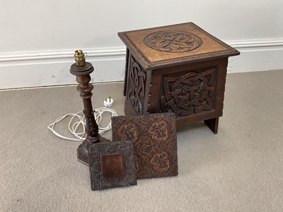Lot 1049 - MACCLESFIELD SCHOOL OF CARVNG; a carved oak...