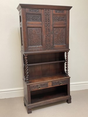 Lot 1036 - MACCLESFIELD SCHOOL OF CARVNG; a carved oak...