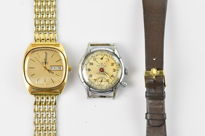 Lot 1090 - OMEGA; a gentleman’s gold plated quartz wrist...