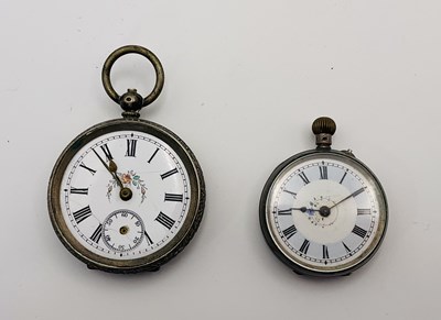 Lot 631 - Two 800 grade silver fob watches (2) diameter...