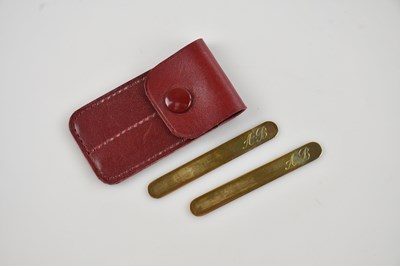 Lot 44 - A pair of 9ct yellow gold collar stiffeners...