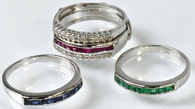 Lot 767 - A silver metamorphic ring set with two rows of...