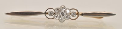 Lot 1501 - A 9ct yellow gold Palladium fronted bar brooch,...