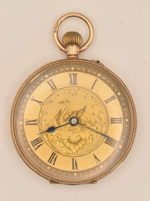 Lot 1681 - A small 9ct rose gold open face pocket watch,...